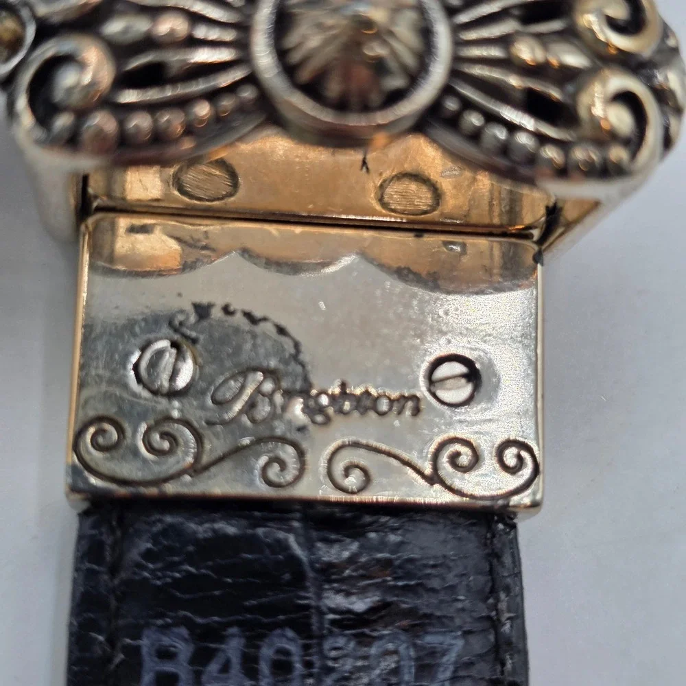 Brighton Red Black Reversible Croc Embossed Leather Western Belt 36 B40207